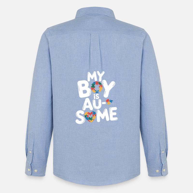Mein Junge Hat Autismus - Männer Oxford Hemd von Stanley/Stella - Carolina Blue