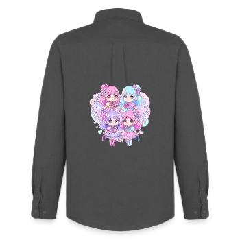 Pastel Kawaii Quartet - Men's Oxford Shirt by Stanley/Stella - anthracite - Back - AI Model Male 185 dark (185cm)