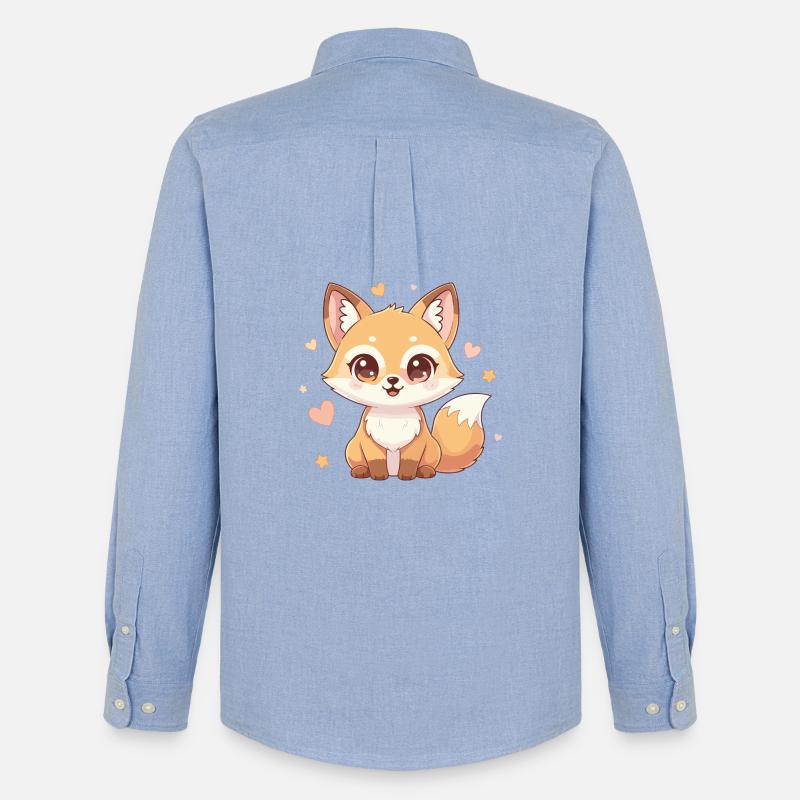 Kuschelfuchs mit Herzchen Charme - Männer Oxford Hemd von Stanley/Stella - Carolina Blue