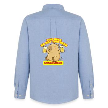 Zwei Bier oder nicht zwei Bier – Shakesbeer – Capybara - Männer Oxford Hemd von Stanley/Stella - Carolina Blue - Hinten - AI Model Male 185 dark (185cm)