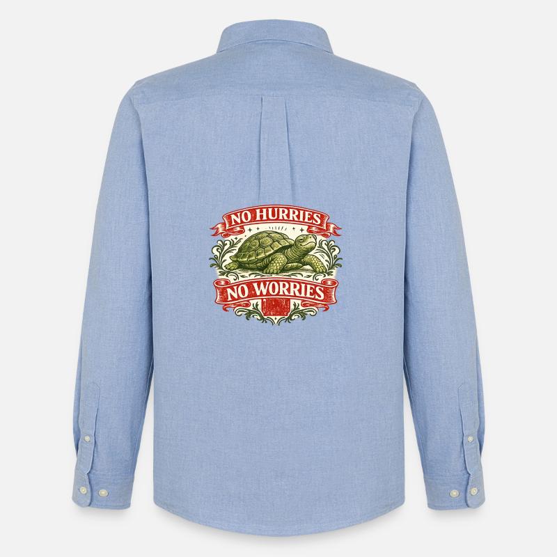 Keine Eile, keine Sorge, Turtle - Männer Oxford Hemd von Stanley/Stella - Carolina Blue
