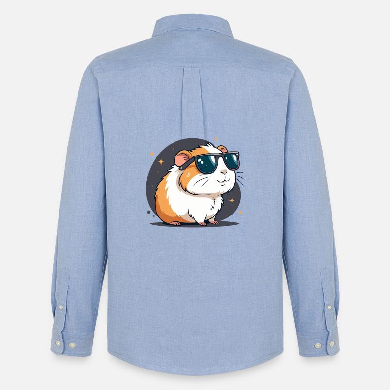 Cooler Hamster mit dunkler Brille - Männer Oxford Hemd von Stanley/Stella - Carolina Blue