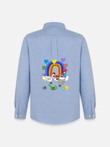 Children's Fantasy Rainbow Flowers Chickens - Men's Oxford Shirt by Stanley/Stella - carolina blue