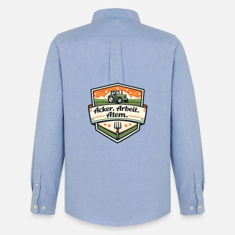 Acker Arbeit Atem Badge - Männer Oxford Hemd von Stanley/Stella - Carolina Blue