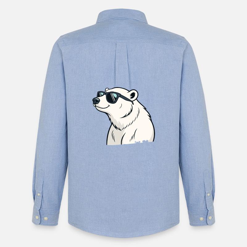 Cooler Eisbär mit Brille - Männer Oxford Hemd von Stanley/Stella - Carolina Blue