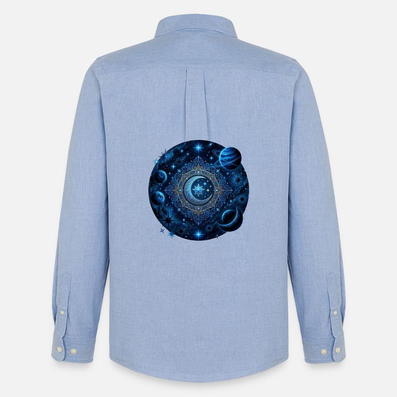 Space Planets Galaxies Stars Moons - Men's Oxford Shirt by Stanley/Stella - carolina blue