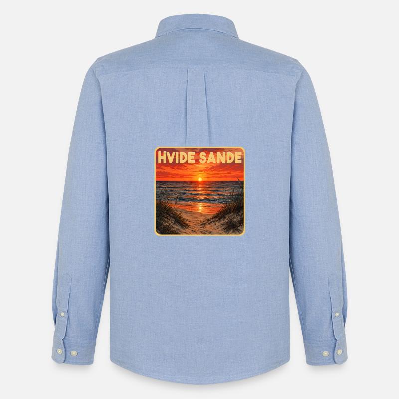 Hvide Sande Dänemark - Männer Oxford Hemd von Stanley/Stella - Carolina Blue