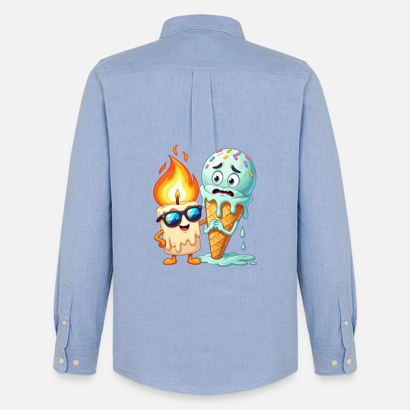Flammenfreund Eiscreme Duo - Männer Oxford Hemd von Stanley/Stella - Carolina Blue