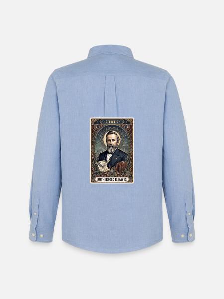 Rutherford B. Hayes Tarot Card - Men's Oxford Shirt by Stanley/Stella - carolina blue