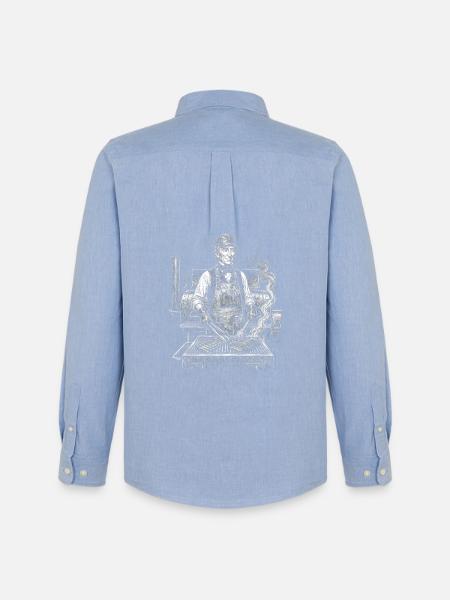 John Tyler grilling - Men's Oxford Shirt by Stanley/Stella - carolina blue