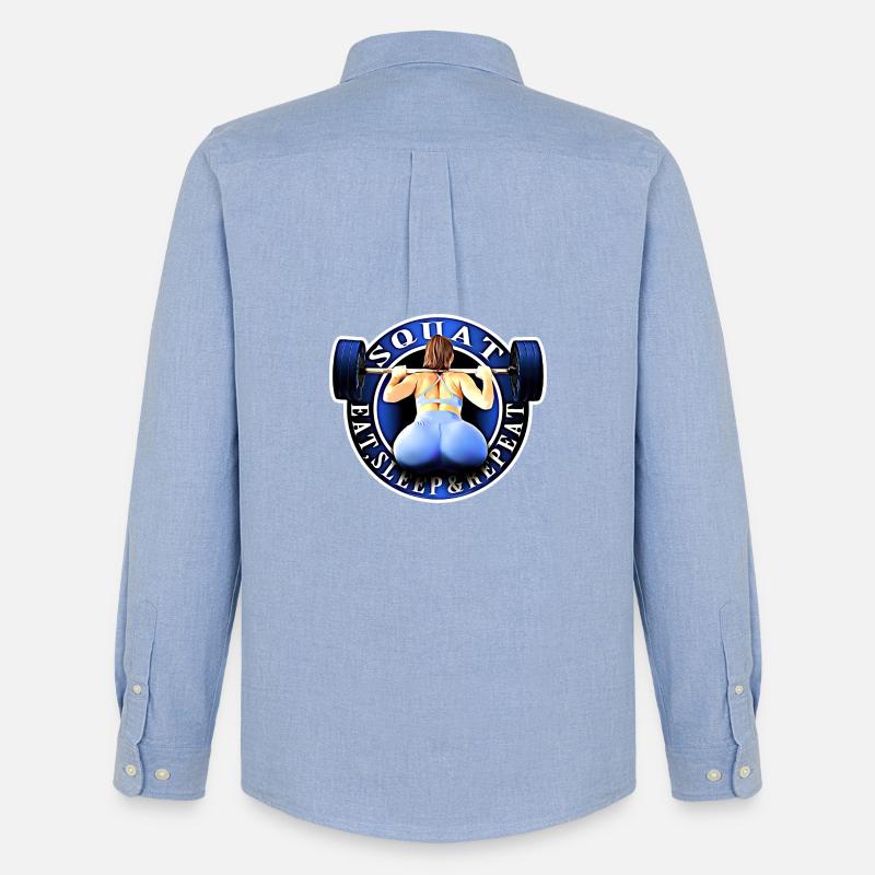 Squat, spis, sov og gentag. - Oxfordskjorte herre Stanley/Stella - carolina blue