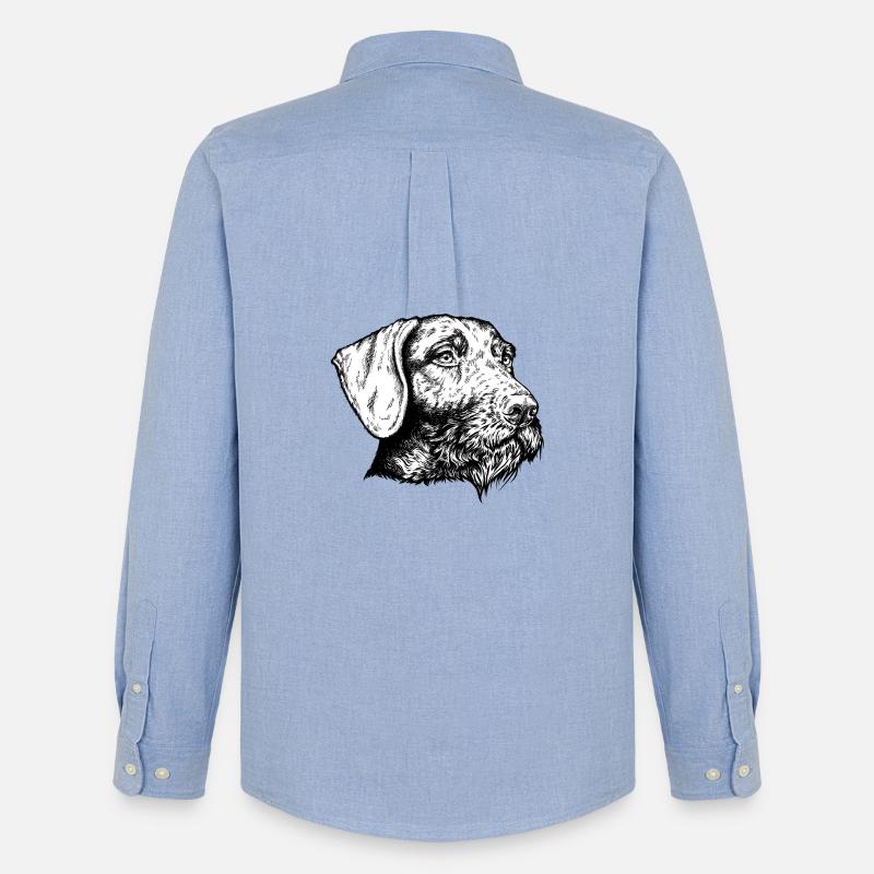 Deutsch Drahthaar Portrait - Männer Oxford Hemd von Stanley/Stella - Carolina Blue