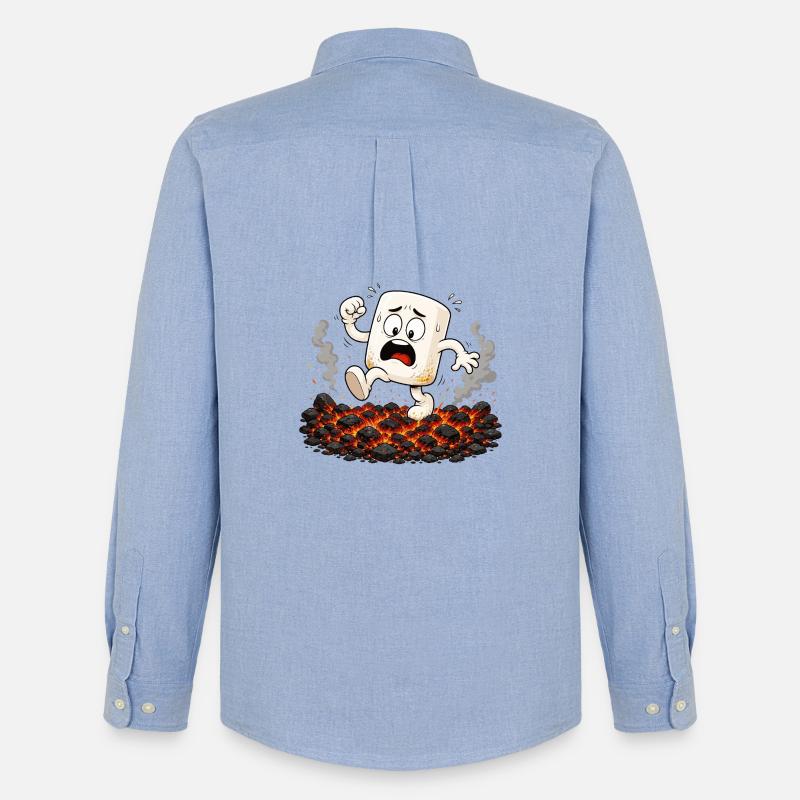 Marshmallow läuft über glühende Kohlen - Männer Oxford Hemd von Stanley/Stella - Carolina Blue