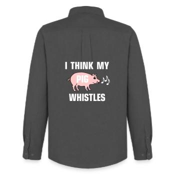 I think my pig whistles - Men's Oxford Shirt by Stanley/Stella - anthracite - Back - AI Model Male 185 dark (185cm)