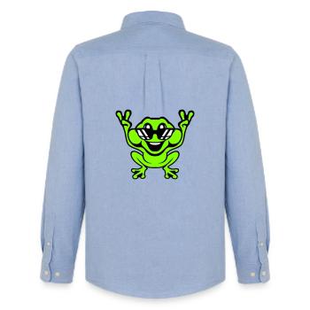 Grenouille Crapaud Cool Lunettes de soleil Victoire Paix Mains - Chemise Oxford homme Stanley/Stella - carolina blue - Dos - AI Model Male 185 dark (185cm)