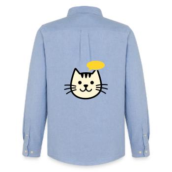 Cat face with speech bubble - Men's Oxford Shirt by Stanley/Stella - carolina blue - Back - AI Model Male 185 dark (185cm)