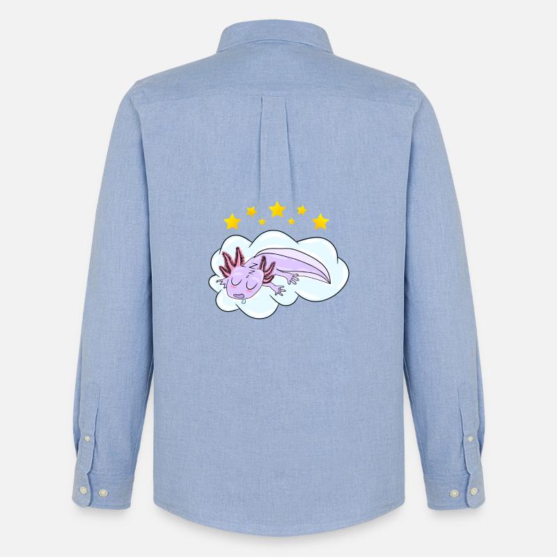 Schlafendes Oxolotl - Männer Oxford Hemd von Stanley/Stella - Carolina Blue