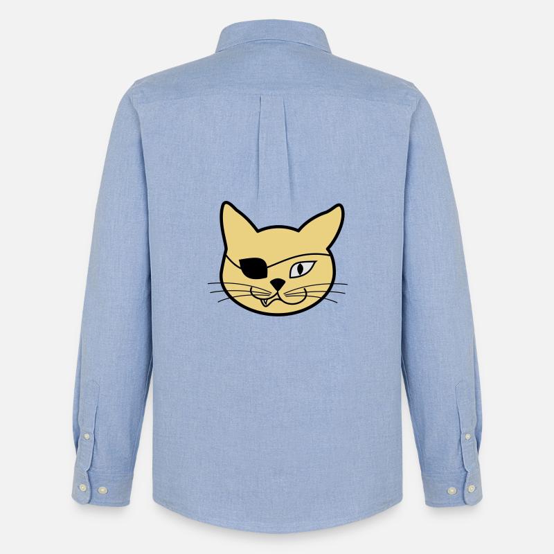 Pirate Kitteh - Männer Oxford Hemd von Stanley/Stella - Carolina Blue