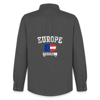 EuropeFlag Austria Brush - Men's Oxford Shirt by Stanley/Stella - anthracite - Back - AI Model Male 185 dark (185cm)