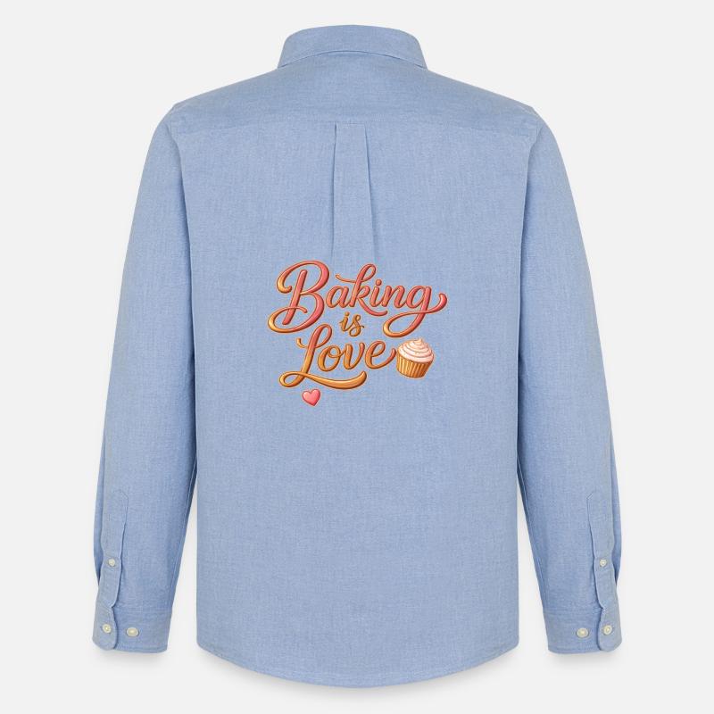Baking is Love Backen Spruch Design - Männer Oxford Hemd von Stanley/Stella - Carolina Blue