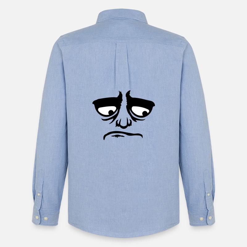 Grumpy sad disappointed face funny - Men's Oxford Shirt by Stanley/Stella - carolina blue