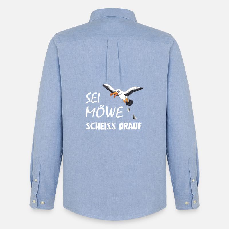 Sei Möwe, scheiss drauf, plattdeutsch Geschenk - Männer Oxford Hemd von Stanley/Stella - Carolina Blue
