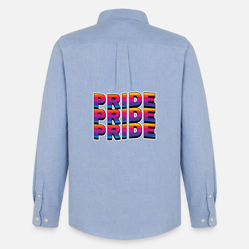 Pride Regenbogen Schriftzug - Männer Oxford Hemd von Stanley/Stella - Carolina Blue