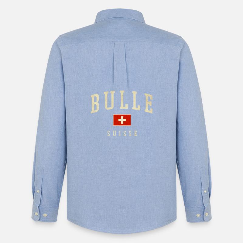 Bulle Schweiz Design - Varsity Stil - Männer Oxford Hemd von Stanley/Stella - Carolina Blue