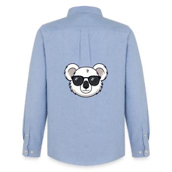 Weißer Koala Cartoon Schwarze Brille - Männer Oxford Hemd von Stanley/Stella - Carolina Blue - Hinten - AI Model Male 185 dark (185cm)