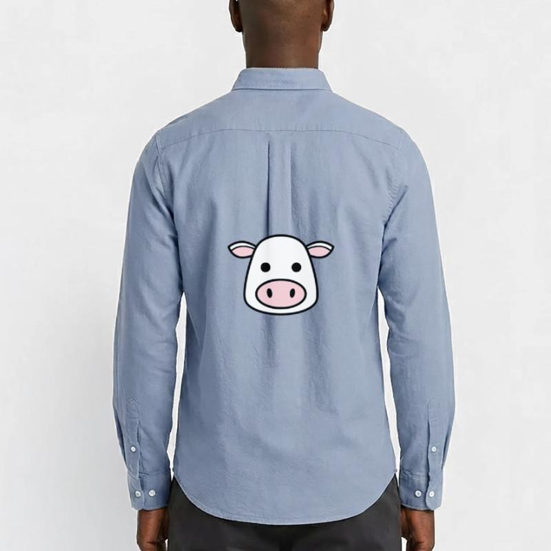 Cute Cow Head Face Comic Vector Men's Oxford Shirt by Stanley/Stella