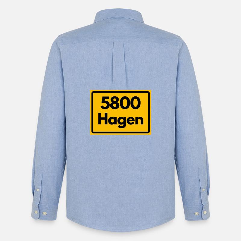 OLD POSTCODE POSTCODE RETRO 5800 HAGEN - Men's Oxford Shirt by Stanley/Stella - carolina blue