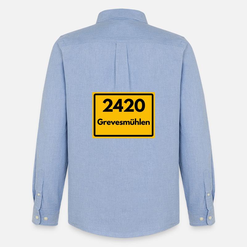 ALTE POSTLEITZAHL PLZ RETRO 2420 GREVESMÜHLEN - Männer Oxford Hemd von Stanley/Stella - Carolina Blue