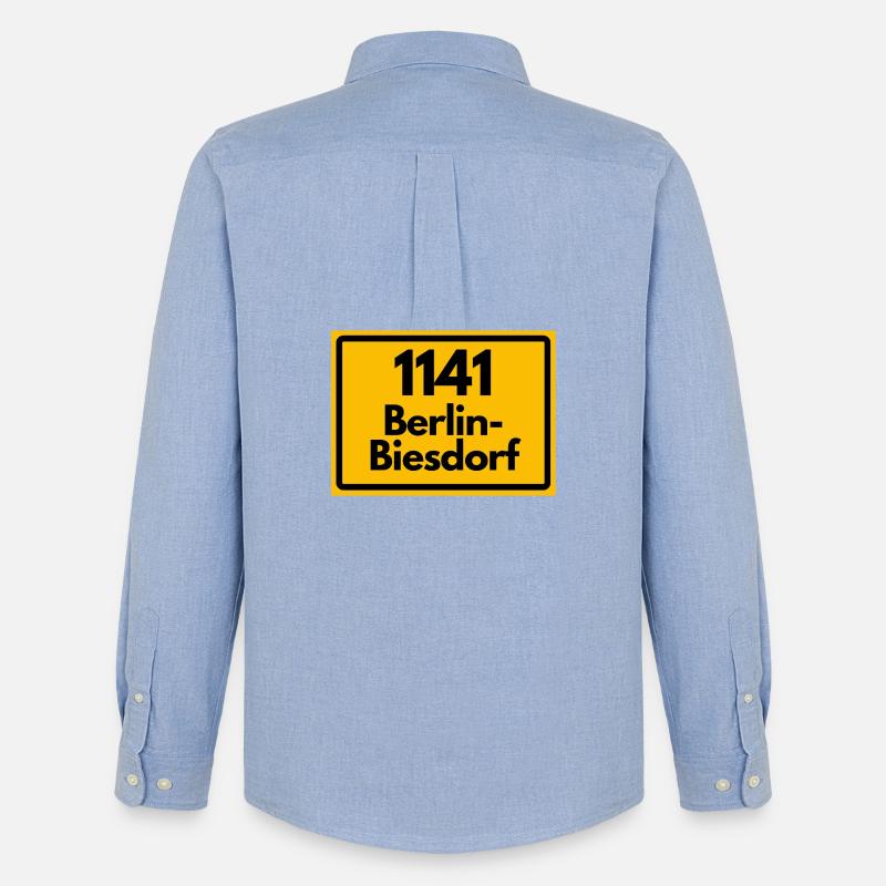 1141 BERLIN-BIESDORF DDR RETRO OSTALGIE - Männer Oxford Hemd von Stanley/Stella - Carolina Blue