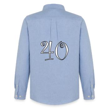 40. 40 YEARS. 40th ANNIVERSARY. 40 YEARS ANNIVERSARY. - Men's Oxford Shirt by Stanley/Stella - carolina blue - Back - AI Model Male 185 dark (185cm)