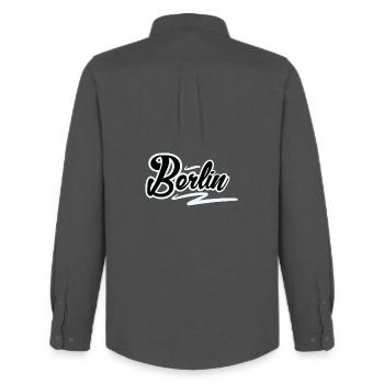 Berlin - Männer Oxford Hemd von Stanley/Stella - Anthrazit - Hinten - AI Model Male 185 dark (185cm)