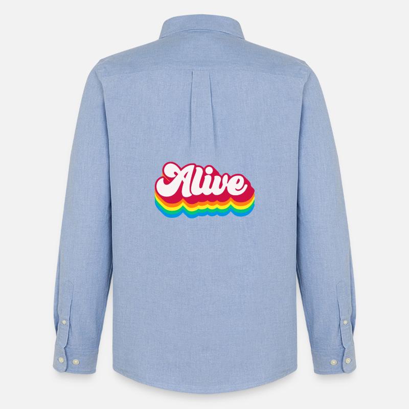 Alive - Retro Rainbow 70s - Men's Oxford Shirt by Stanley/Stella - carolina blue