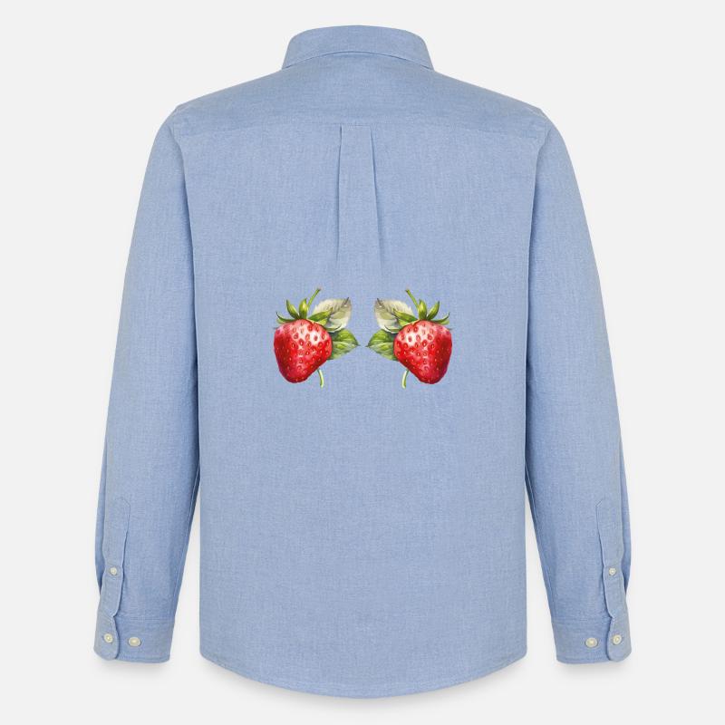 Erdbeeren Aquarell - Männer Oxford Hemd von Stanley/Stella - Carolina Blue