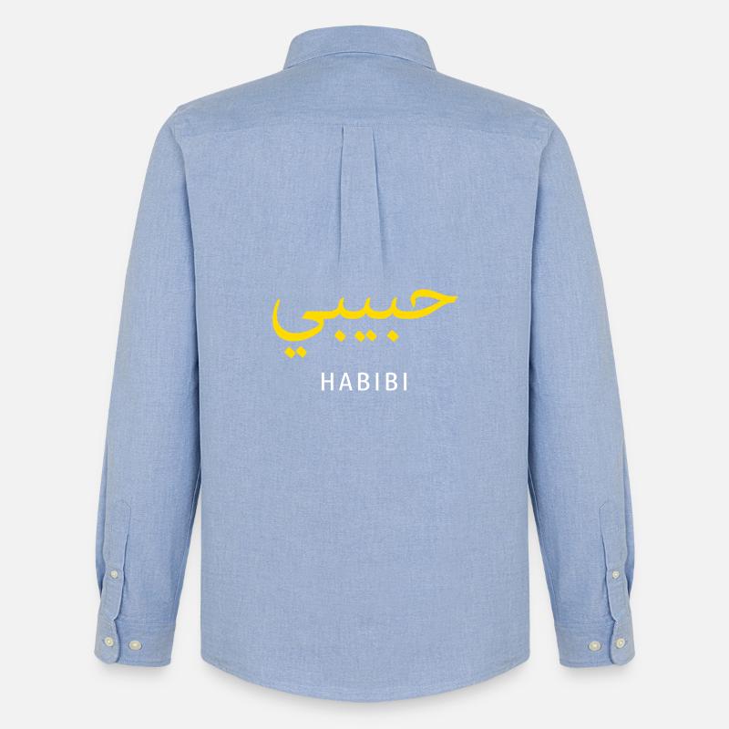 Habibi Gold Arabic Script Tee - Men's Oxford Shirt by Stanley/Stella - carolina blue