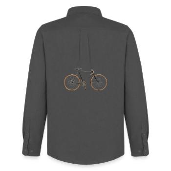 Adler Bahn-Renner, um 1897 - Männer Oxford Hemd von Stanley/Stella - Anthrazit - Hinten - AI Model Male 185 dark (185cm)