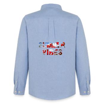 Summer Vibes Poppy - Men's Oxford Shirt by Stanley/Stella - carolina blue - Back - AI Model Male 185 dark (185cm)