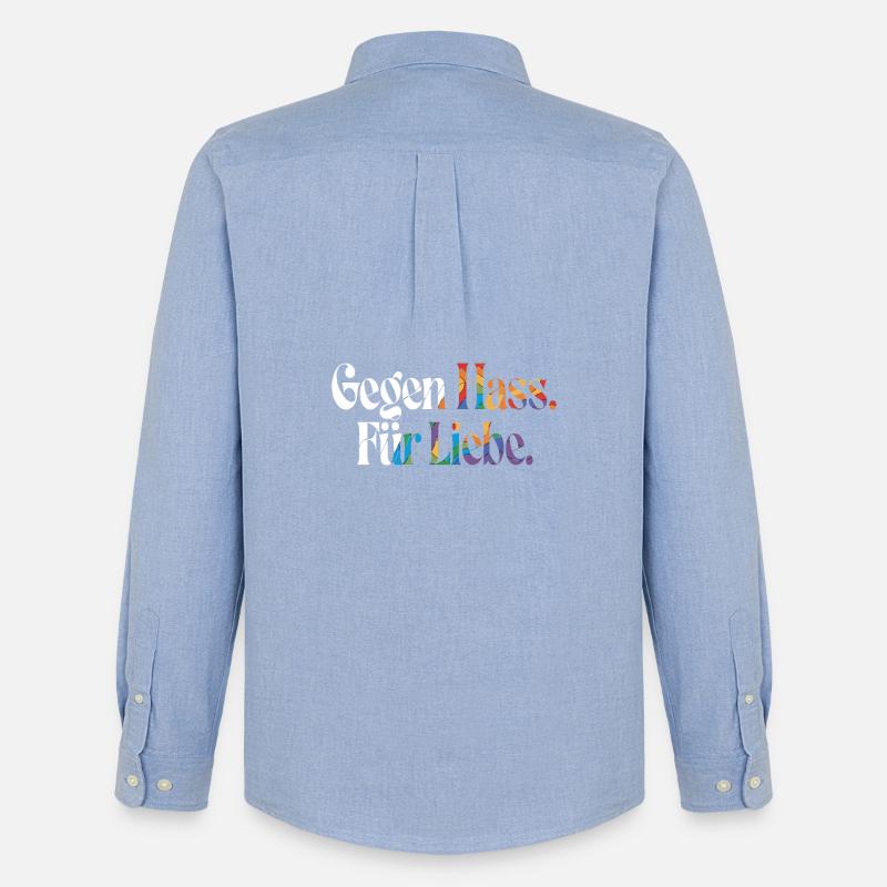 Liebe statt Hass Spruch Positivity Statement - Männer Oxford Hemd von Stanley/Stella - Carolina Blue
