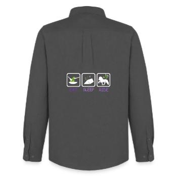 iceland competition shirts vegetarian tent ride - Männer Oxford Hemd von Stanley/Stella - Anthrazit - Hinten - AI Model Male 185 dark (185cm)