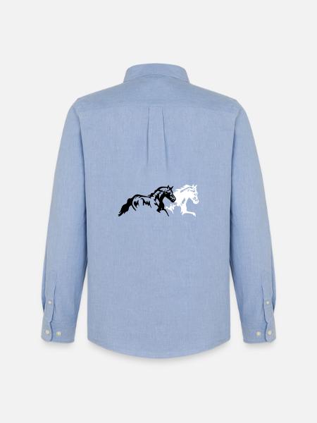 horses stallion mare foal - Men's Oxford Shirt by Stanley/Stella - carolina blue