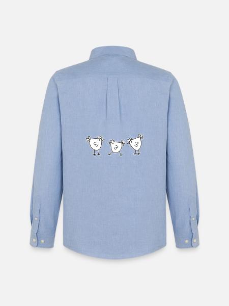 3 chickens hens feathered cattle - Men's Oxford Shirt by Stanley/Stella - carolina blue