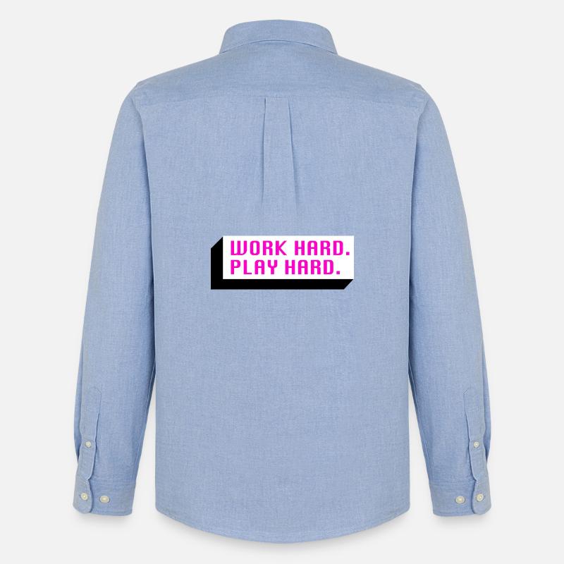 Work Hard. Play Hard. (Pink) - Männer Oxford Hemd von Stanley/Stella - Carolina Blue