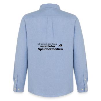 veraltete Speichermedien - Männer Oxford Hemd von Stanley/Stella - Carolina Blue - Hinten - AI Model Male 185 dark (185cm)