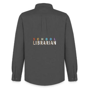 Bookworm Library Reading - Men's Oxford Shirt by Stanley/Stella - anthracite - Back - AI Model Male 185 dark (185cm)