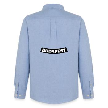 Budapest Chapter Element (Bachelor Party MC Rocker Design) - Men's Oxford Shirt by Stanley/Stella - carolina blue - Back - AI Model Male 185 dark (185cm)