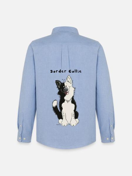 Border Collie comique - Chemise Oxford homme Stanley/Stella - carolina blue