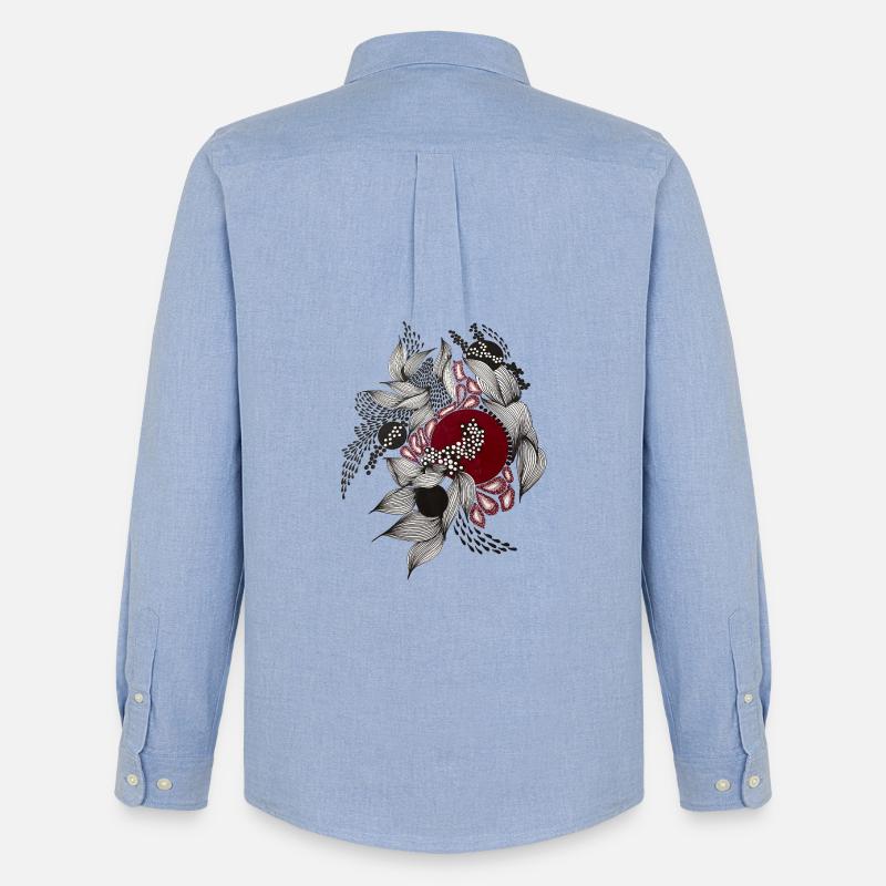 Roter Kreis mit silbernen Blättern - Männer Oxford Hemd von Stanley/Stella - Carolina Blue